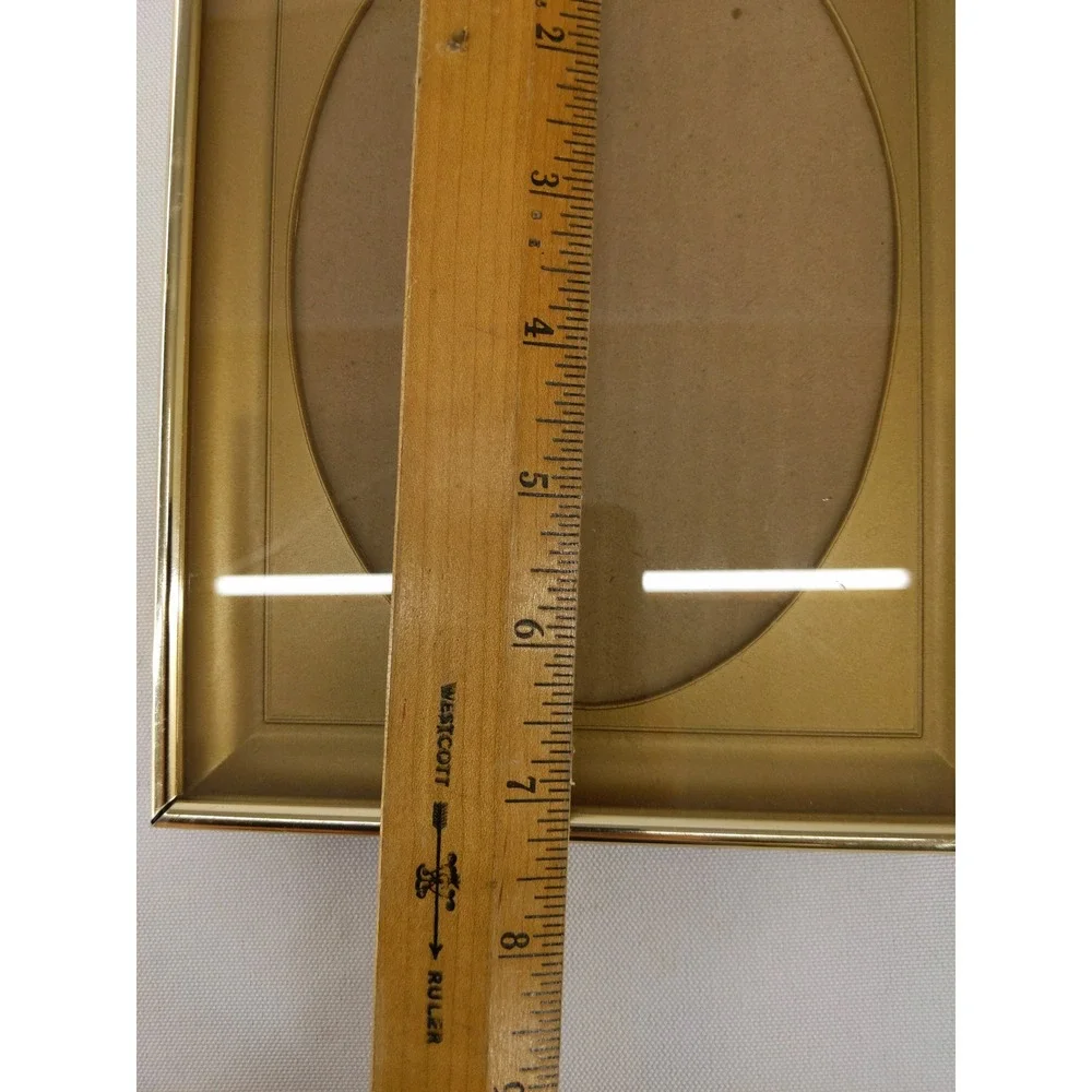 Vintage Picture Frame Gold Tone Metal Oval Mat 5x7 8x6 Rectangular Tabletop Wall